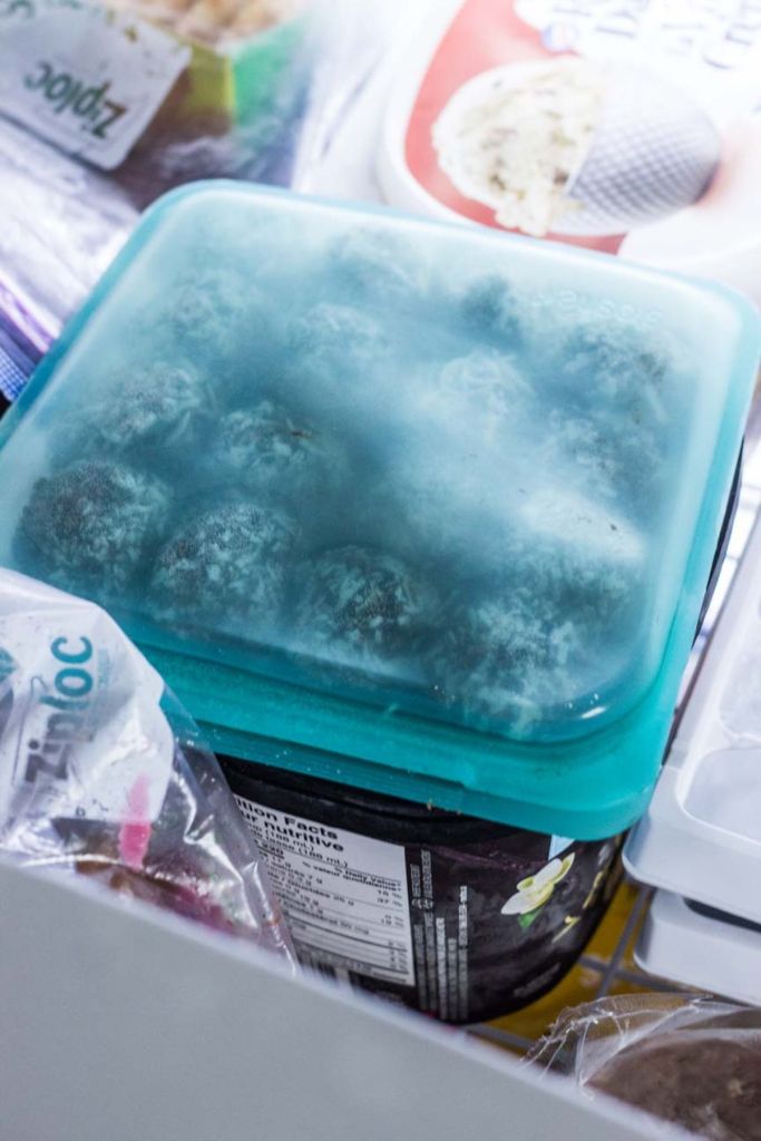 Two Bite Fudgy Snowballs in Freezer
